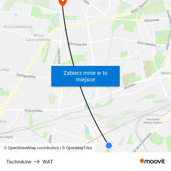 Techników to WAT map