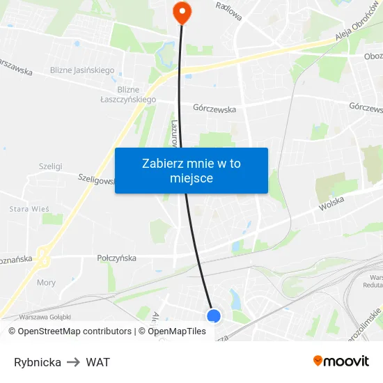 Rybnicka to WAT map