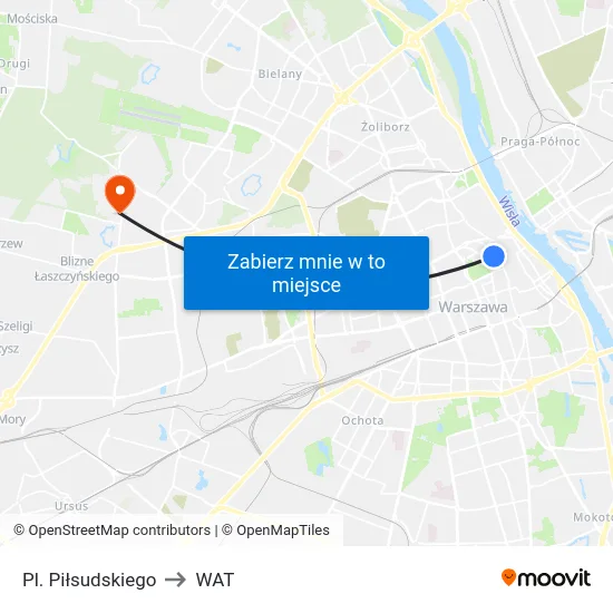 Pl. Piłsudskiego to WAT map