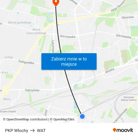 PKP Włochy to WAT map