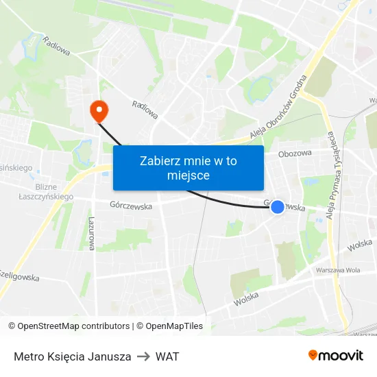 Metro Księcia Janusza to WAT map