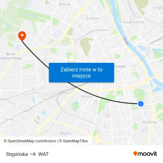 Stępińska to WAT map