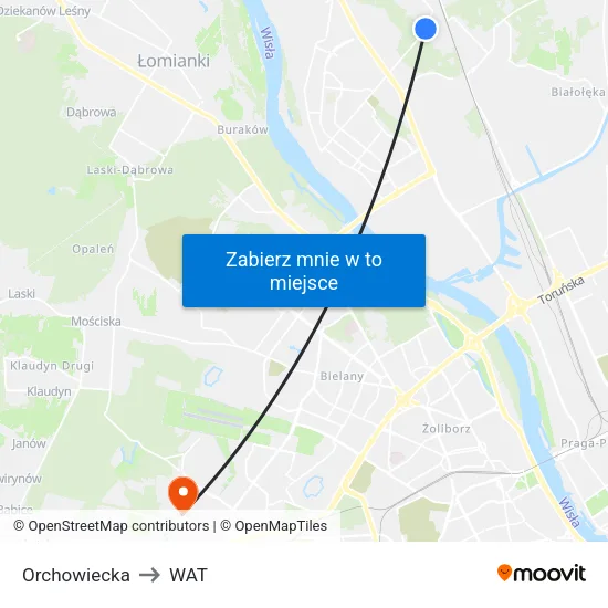 Orchowiecka to WAT map