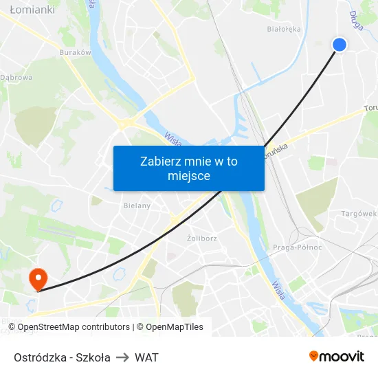 Ostródzka - Szkoła to WAT map