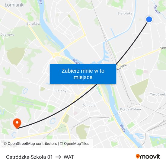 Ostródzka-Szkoła 01 to WAT map