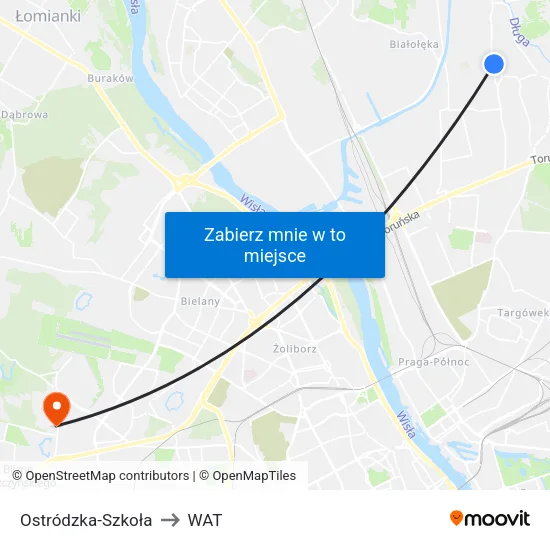 Ostródzka - Szkoła to WAT map