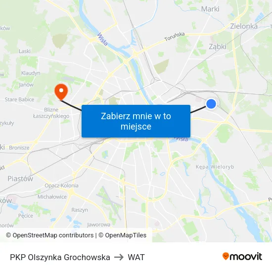 PKP Olszynka Grochowska to WAT map