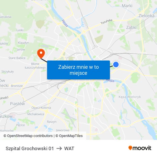 Szpital Grochowski 01 to WAT map