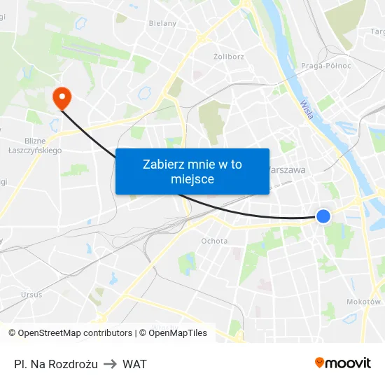Pl. Na Rozdrożu to WAT map