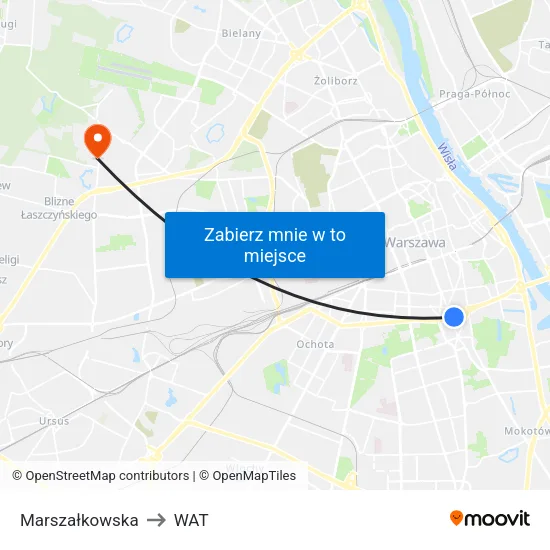 Marszałkowska to WAT map