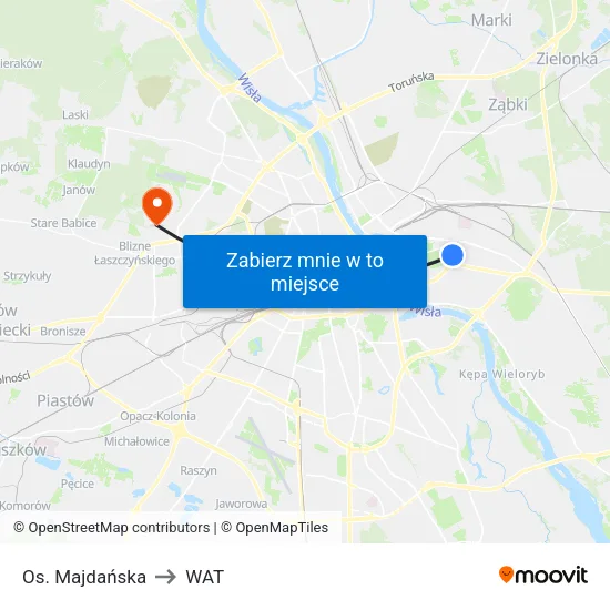 Os. Majdańska to WAT map