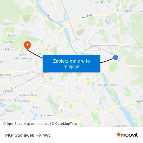 PKP Gocławek to WAT map