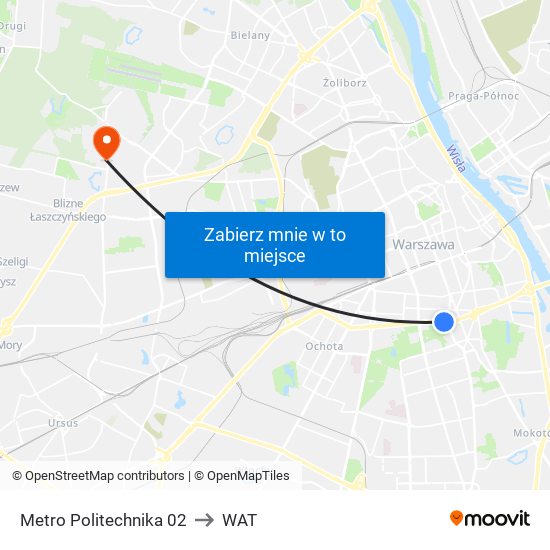 Metro Politechnika 02 to WAT map