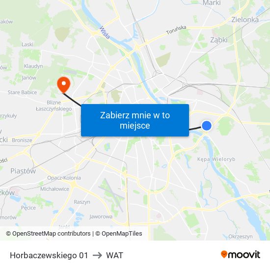 Horbaczewskiego 01 to WAT map