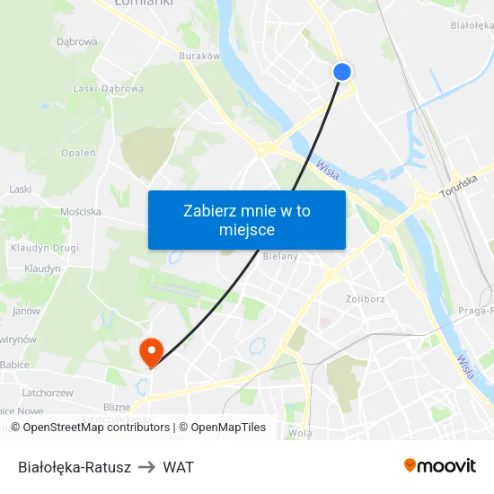 Białołęka - Ratusz to WAT map