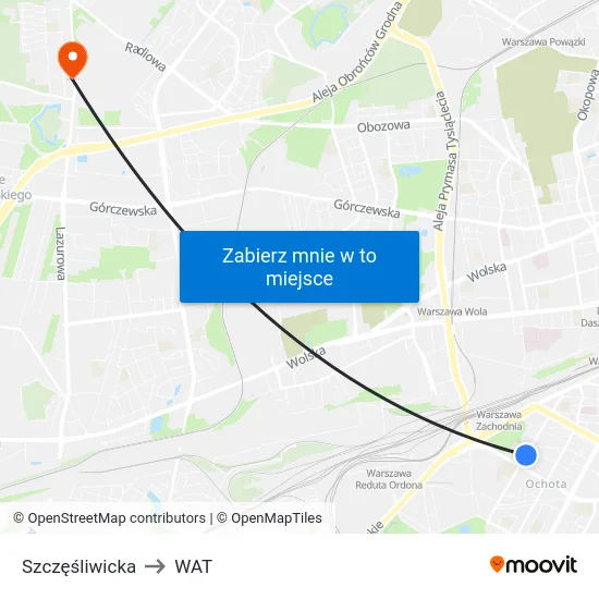 Szczęśliwicka to WAT map