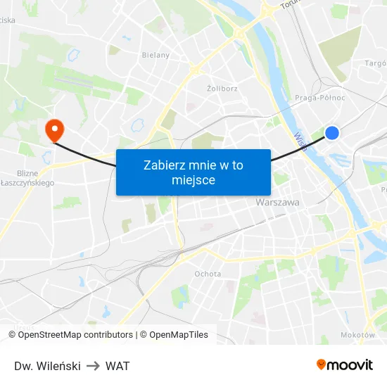 Dw. Wileński to WAT map
