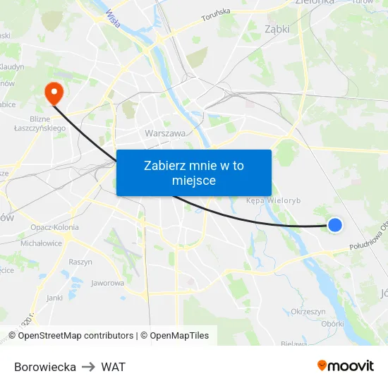 Borowiecka to WAT map