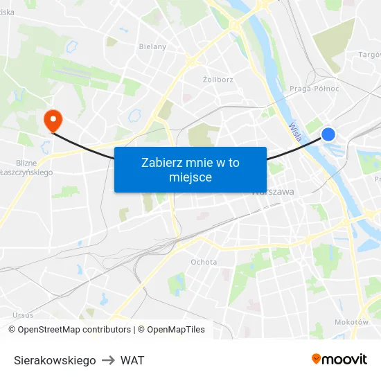 Sierakowskiego to WAT map