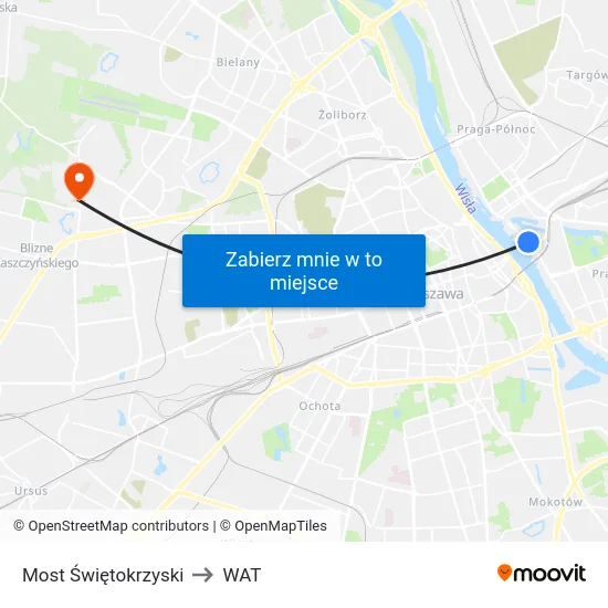 Most Świętokrzyski to WAT map