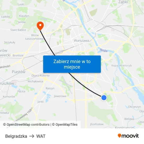 Belgradzka to WAT map