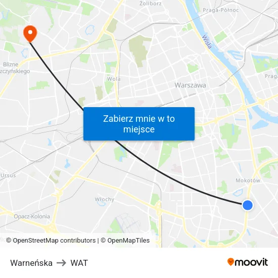 Warneńska to WAT map