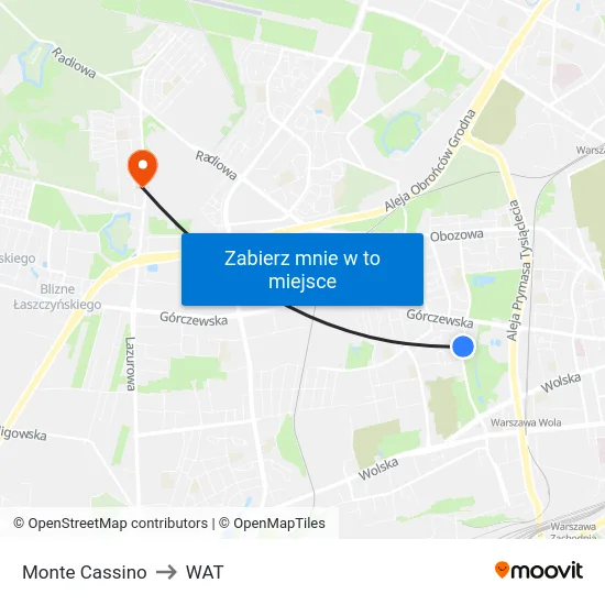 Monte Cassino to WAT map