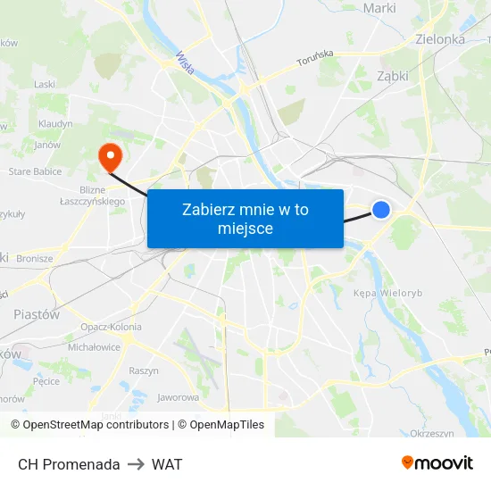 CH Promenada to WAT map