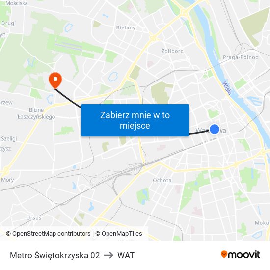 Metro Świętokrzyska 02 to WAT map