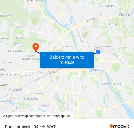 Podskarbińska to WAT map