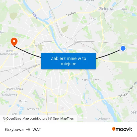 Grzybowa to WAT map
