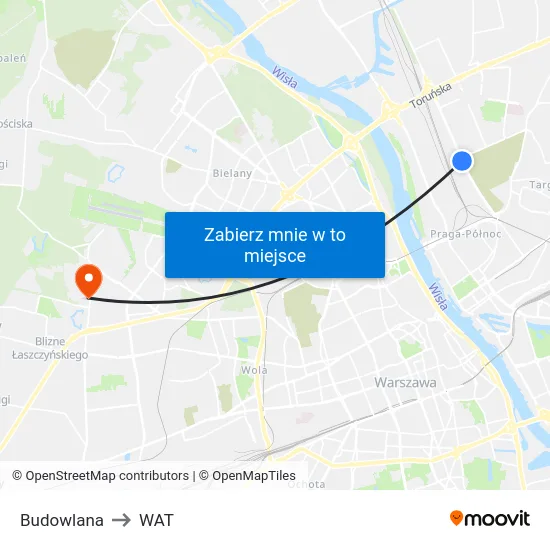 Budowlana to WAT map