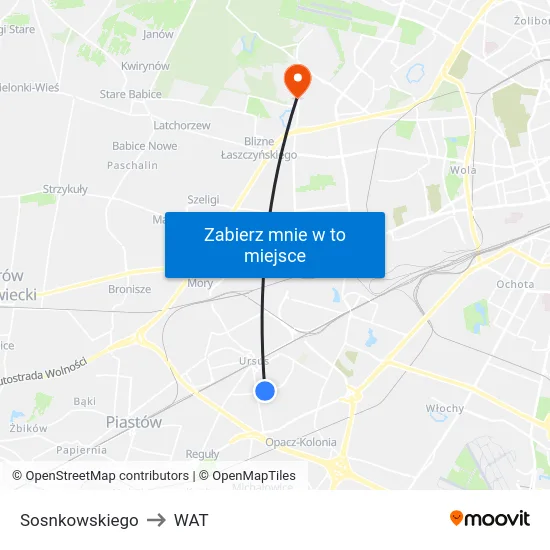 Sosnkowskiego to WAT map