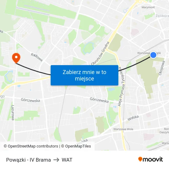 Powązki - IV Brama to WAT map