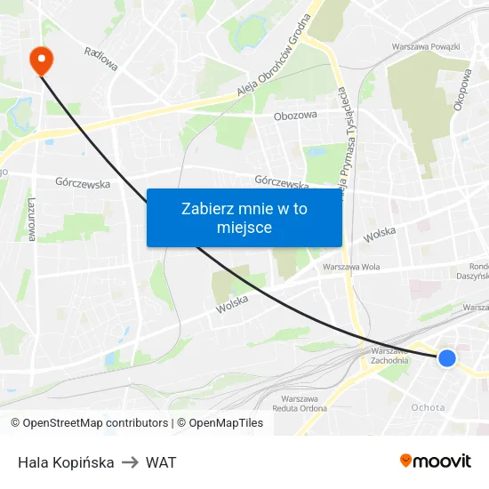 Hala Kopińska to WAT map