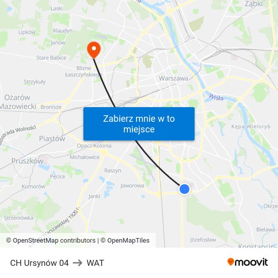 CH  Ursynów 04 to WAT map