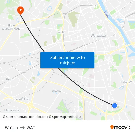Wróbla to WAT map