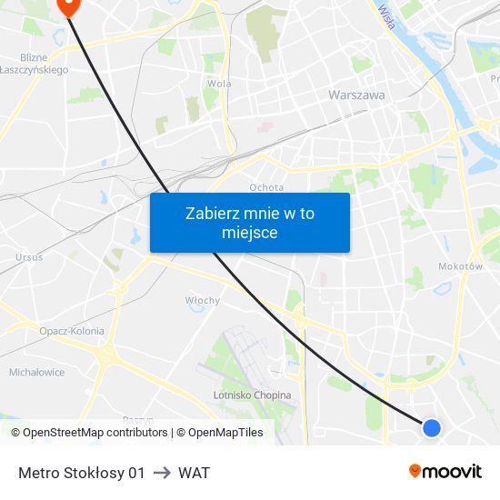 Metro Stokłosy 01 to WAT map