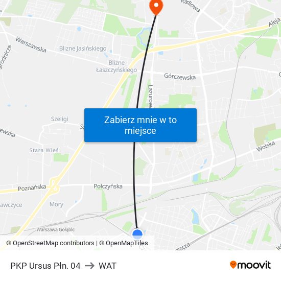 PKP Ursus Płn. 04 to WAT map