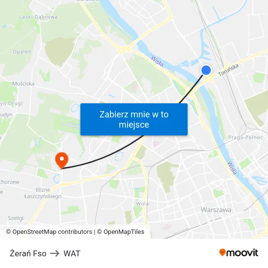 Żerań Fso to WAT map