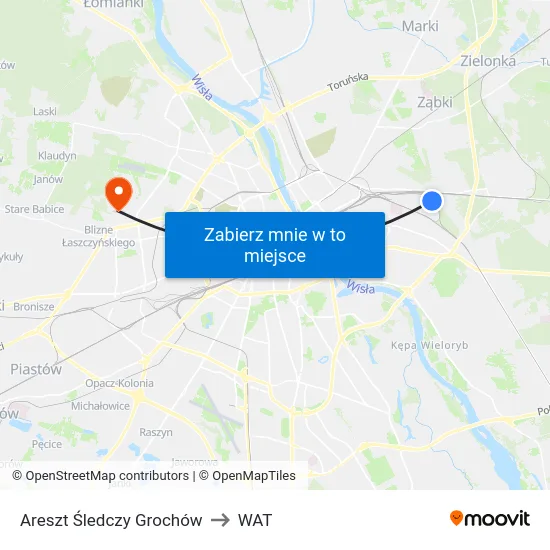 Areszt Śledczy Grochów to WAT map