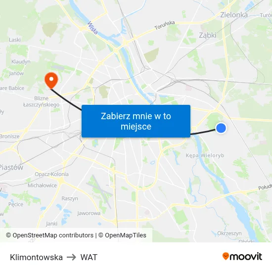 Klimontowska to WAT map