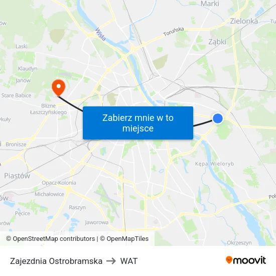 Zajezdnia Ostrobramska to WAT map