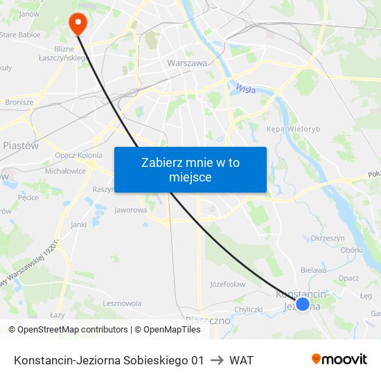 Konstancin-Jeziorna Sobieskiego 01 to WAT map