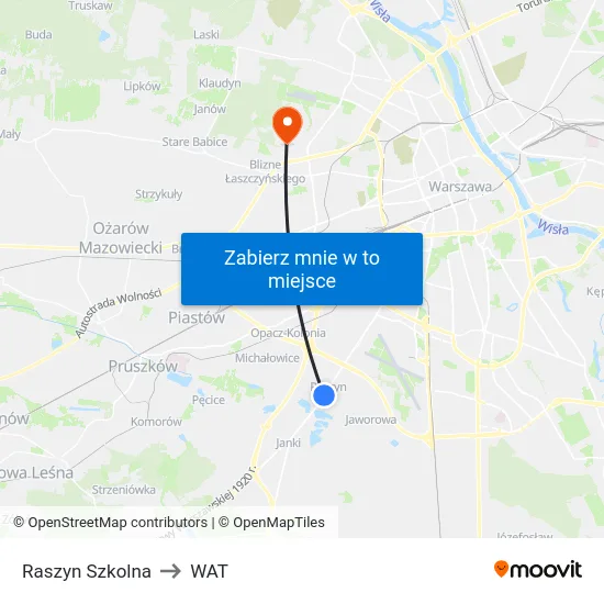 Raszyn Szkolna to WAT map