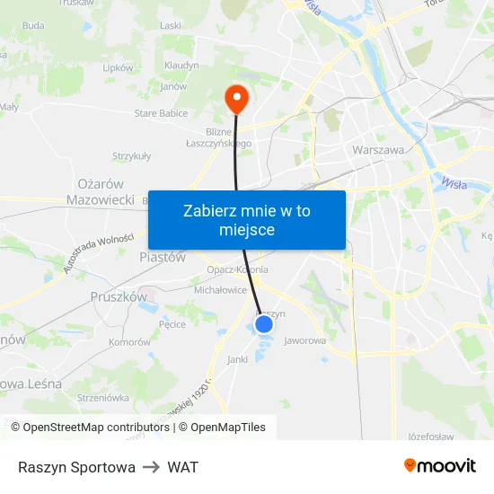 Raszyn Sportowa to WAT map