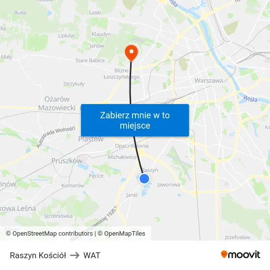 Raszyn Kościół to WAT map