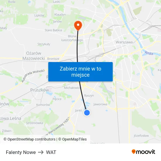 Falenty Nowe to WAT map