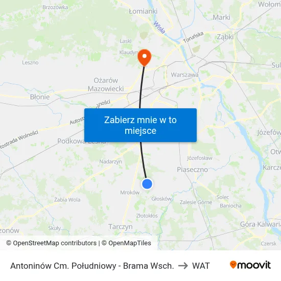 Antoninów Cm. Południowy - Brama Wsch. to WAT map