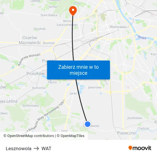 Lesznowola to WAT map